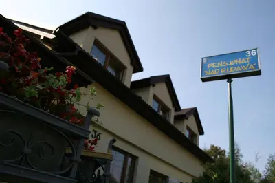 a blue street sign in front of a building at Pensjonat B&B Nad Rudawą in Kraków