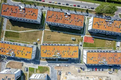 an overhead view of a building under construction at Kraków Bagry Apt - Parking, Balcony, Workspace - by Rentujemy in Kraków