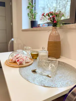 a bathroom with a shower and a toilet and a sink at Szarów 414 in Szarów