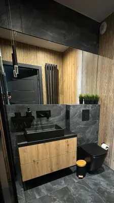 a bathroom with a sink and a toilet at Forum Apartment in Kraków