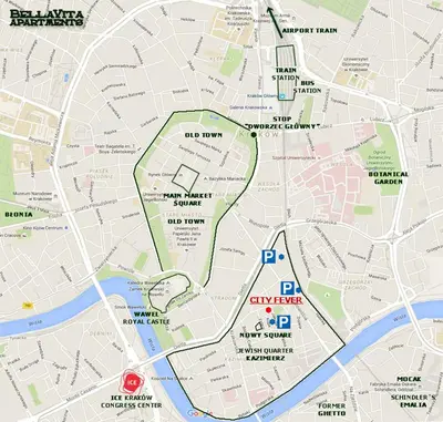 a map of the city of stirling at City Fever Apartment Kazimierz, WiFi in Kraków