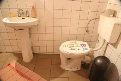 a bathroom with a toilet and a sink at Gospodarstwo Agroturystyczne Stary Młyn Wilczkowice in Michałowice