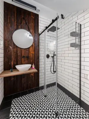 a bathroom with a sink and a shower at Horizon Apartments - Luxury Studio, Old Town in Kraków