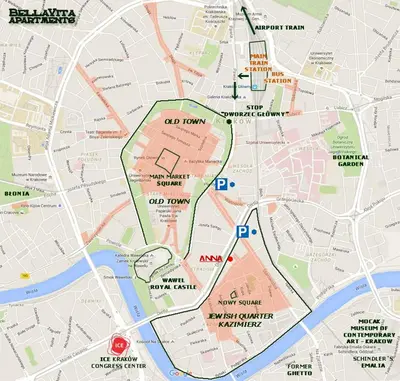 a map of the city of akko at Anna, City Center in Kraków
