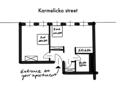 a black and white floor plan of a house at Modern House in Old Town Numero 7 in Kraków