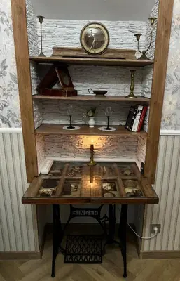 a table with a clock on top of it at Antique apartment in Krakow in Kraków