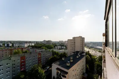 a view of a city from a building at Park Zakrzówek Spacious Apartment by BookingHost in Kraków