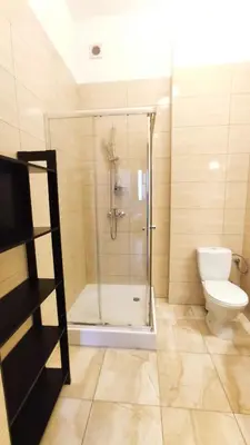 a bathroom with a shower and a toilet at Floriańska 10 C-D by Homeprime in Kraków