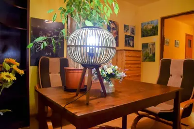 a table with a disco ball on top of it at Salt Mine Apartment Bochnia by OTH in Bochnia