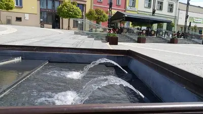 a water fountain in the middle of a street at Na Podwalu in Jaworzno