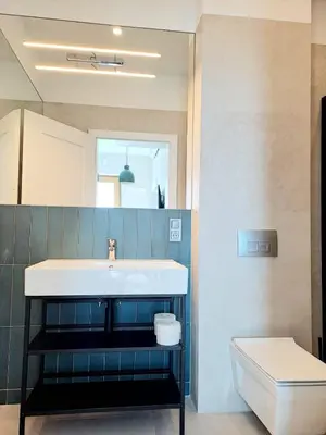 a bathroom with a sink and a toilet at Leśna24 in Rabka-Zdroj
