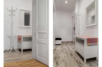 a room with a white desk and a mirror at Househost Apt Starowislna 75-2 in Kraków
