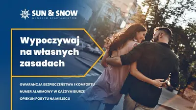 a poster of a man and a woman standing on a street at Św Tomasza Old Town, Sun & Snow in Kraków