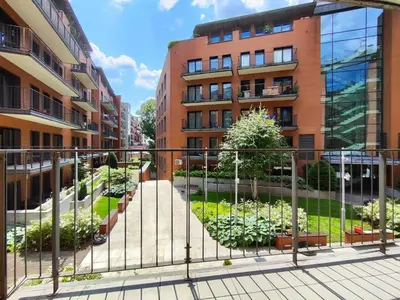 a view of an apartment complex from a balcony at Origami Apartament in Kraków
