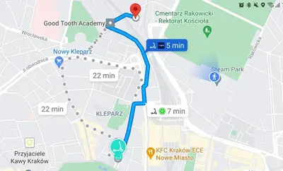 a map of the road in new kentucky at Centrum Krakowa, apartament z ogrodem i parkingiem in Kraków