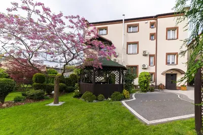a courtyard of a building with a basketball court at Astra Apartments in Oświęcim