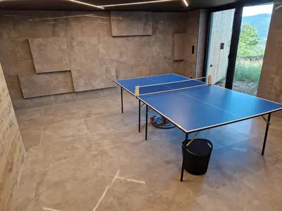 a ping pong table in a room at CzarnyHetman in Grzechynia