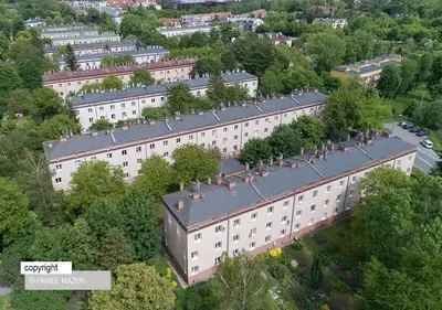 an overhead view of a large white building at Charming and stylish apartment in Kraków