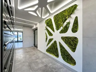 a hallway with a green wall in a house at Nowoczesny Apartament Pychowicka 3B in Kraków