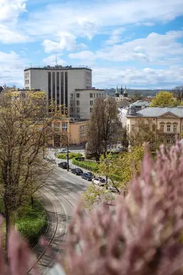 a view of a city with a large building at Basztowa 5a in Kraków