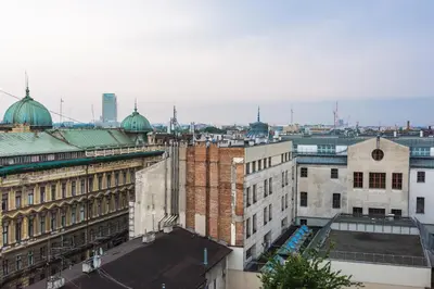 a view of a city skyline with buildings at Silver Suite Old Town Apartament in Kraków
