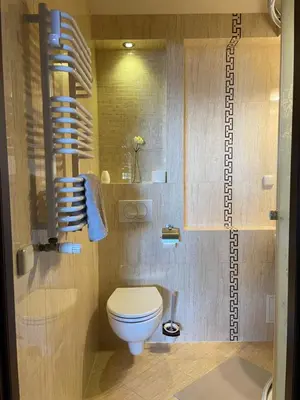 a small bathroom with a toilet in a room at Noclegi Weronika in Czajowice