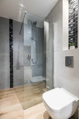 a bathroom with a toilet and a shower at Saguaro Deluxe Apartment Old Town Cracow in Kraków