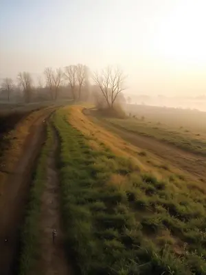 a dirt road in the middle of a field at Cracow Vistula Boulevard #2 - Old Town in Kraków