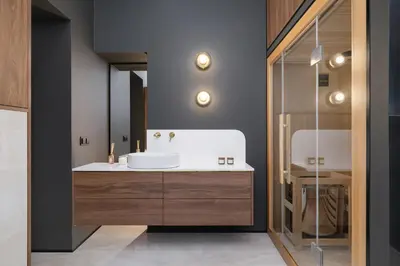 a bathroom with a sink and a mirror at AC - Sauna - 3 Bedroom Ap - Starowiślna 29 in Kraków