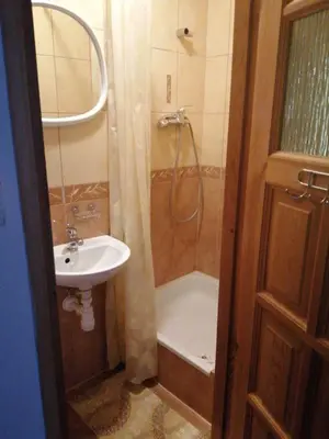 a bathroom with a sink and a shower and a toilet at Agroturystyka Anna in Ochotnica Górna