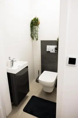 a bathroom with a white toilet and a sink at Loft House Rabka dom na wyłączność z jacuzzi SKI&SPA in Rabka
