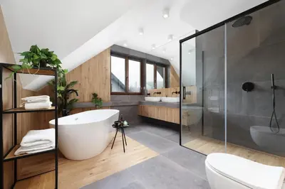 a bathroom with a tub and two sinks and a shower at Ucieknij do luksusu Villa Wola2 in Kraków