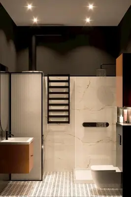 a bathroom with a shower and a sink and a toilet at Modern DeLux Apartment! - air conditioning in Kraków