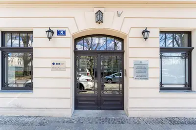 a entrance to a building with a door at Mieszkanie na Groblach in Kraków