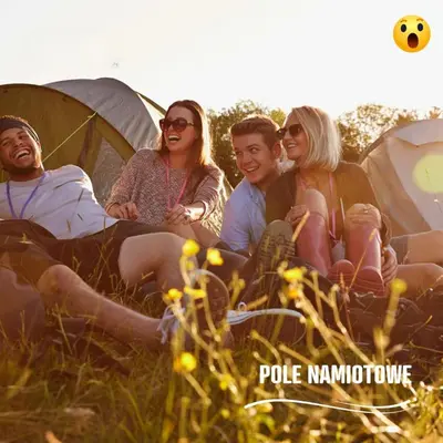 a group of people sitting in front of tents at Kemping i Pole Namiotowe River Park Zator SPA RESORT in Zator