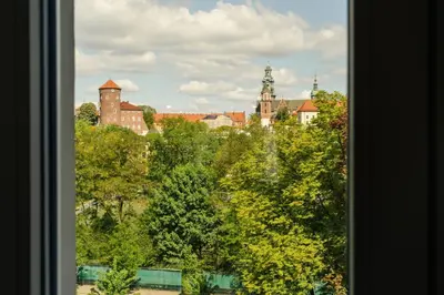 a view of a city from a window at So Soho Spa Collection in Kraków