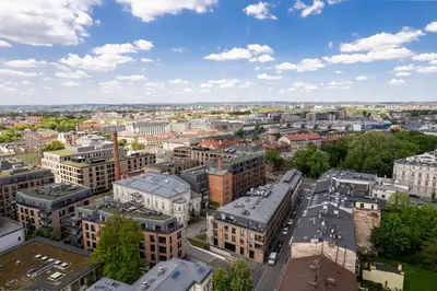 an aerial view of a city with buildings at Krakow Old Town - 47m2, Top location - by Rentujemy in Kraków