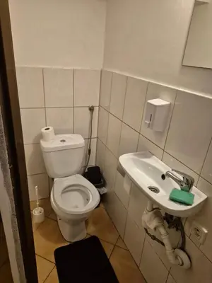a small bathroom with a toilet and a sink at Pokoj u Eleni #2 in Kraków