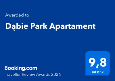 a blue sign with the text emailed to ddb park agreement at Dąbie Park Apartament in Kraków