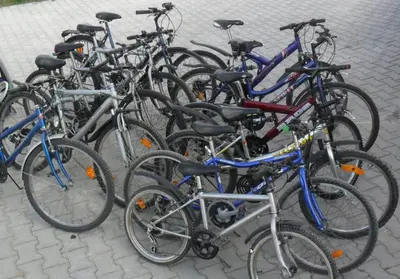 a group of bikes parked next to each other at Grodzisko11 in Skała
