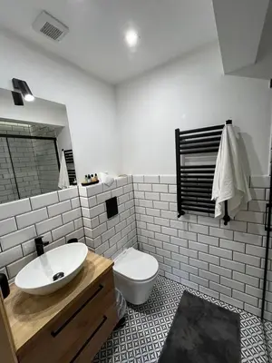 a bathroom with a white sink and a toilet at Ostoja Zawoja in Zawoja