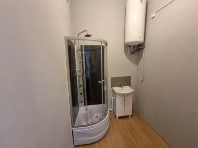 a bathroom with a shower and a sink at Fantastic-Inn Kraków - KR6 in Kraków
