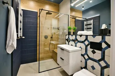 a bathroom with a toilet and a shower at Flower Blue 2 by Housine in Zator
