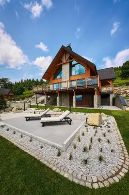 a house with a patio in front of it at Arete' 710 Stryszawa in Stryszawa