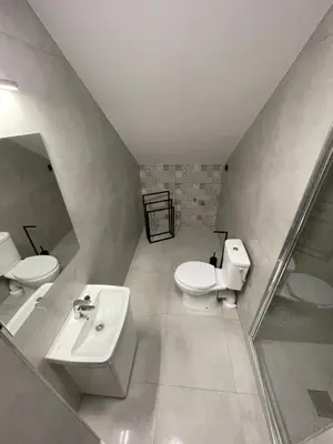 a bathroom with a sink and a toilet and a shower at Apartament Zawoja in Zawoja
