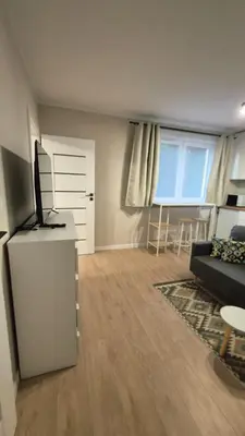a living room with a couch and a television at Apartament na Wzgórzu 2 in Bochnia