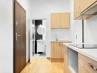 a kitchen with a sink and a toilet in it at Beautiful apartments Kazimierz District, Kraków Old Town City Center in Kraków