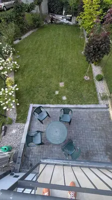 an aerial view of a patio with a table and chairs at Centrum BAL Apartment in Kraków
