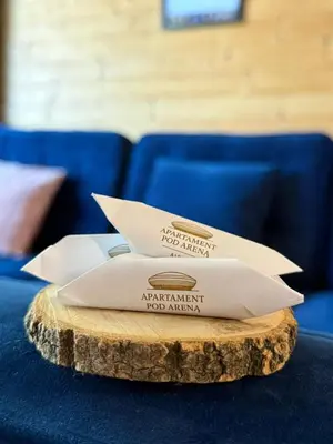 a paper airplane sitting on top of a table at Apartament Pod Areną in Kraków