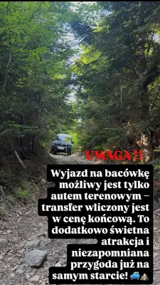 a sign on a trail with a car in the background at Terenowka Bacowka in Waksmund